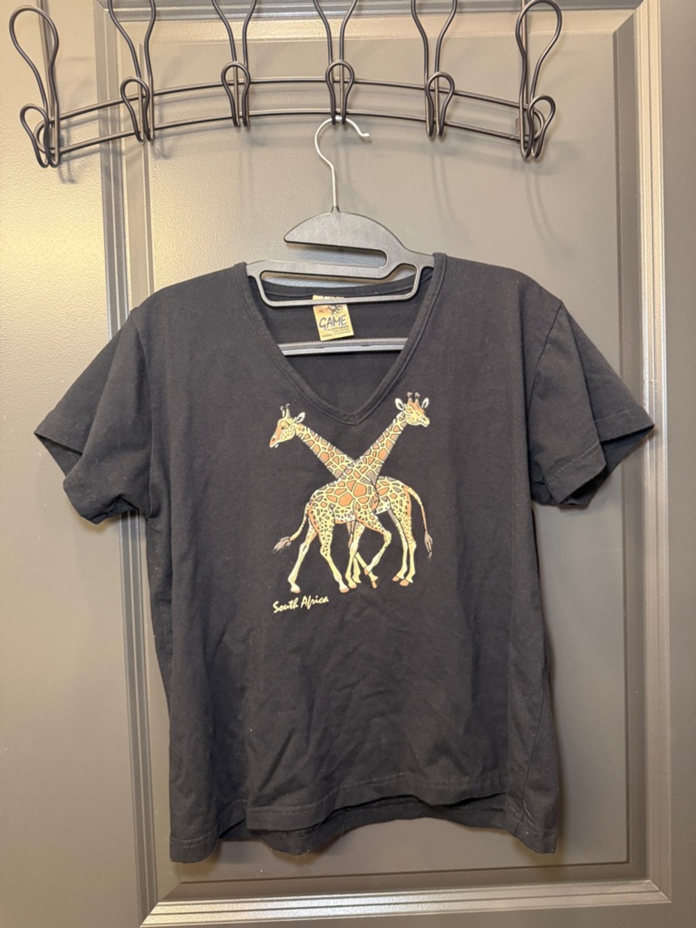 Game Clothing Pure Cotton Hand Printed South Africa Giraffe Tee Size XL